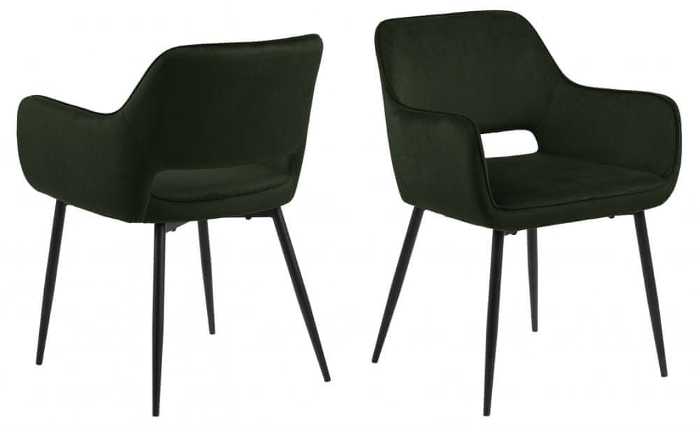 Design Scandinavia Jedálenská stolička s opierkami Ranja (SET 2 ks), textil, olivová